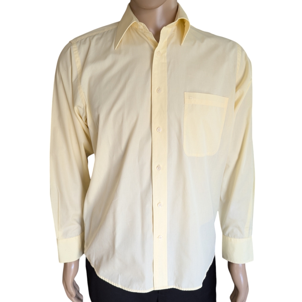 Christian Dior Yellow Dress Shirt with Long Sleeves and Lightweight Fabric